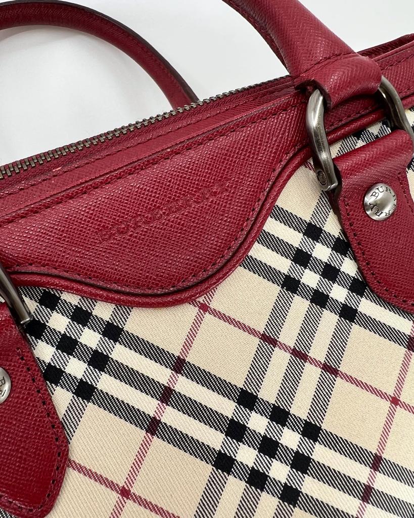 Burberry, Bags, Burberry Nova Check Plaid Red Leather Wallet