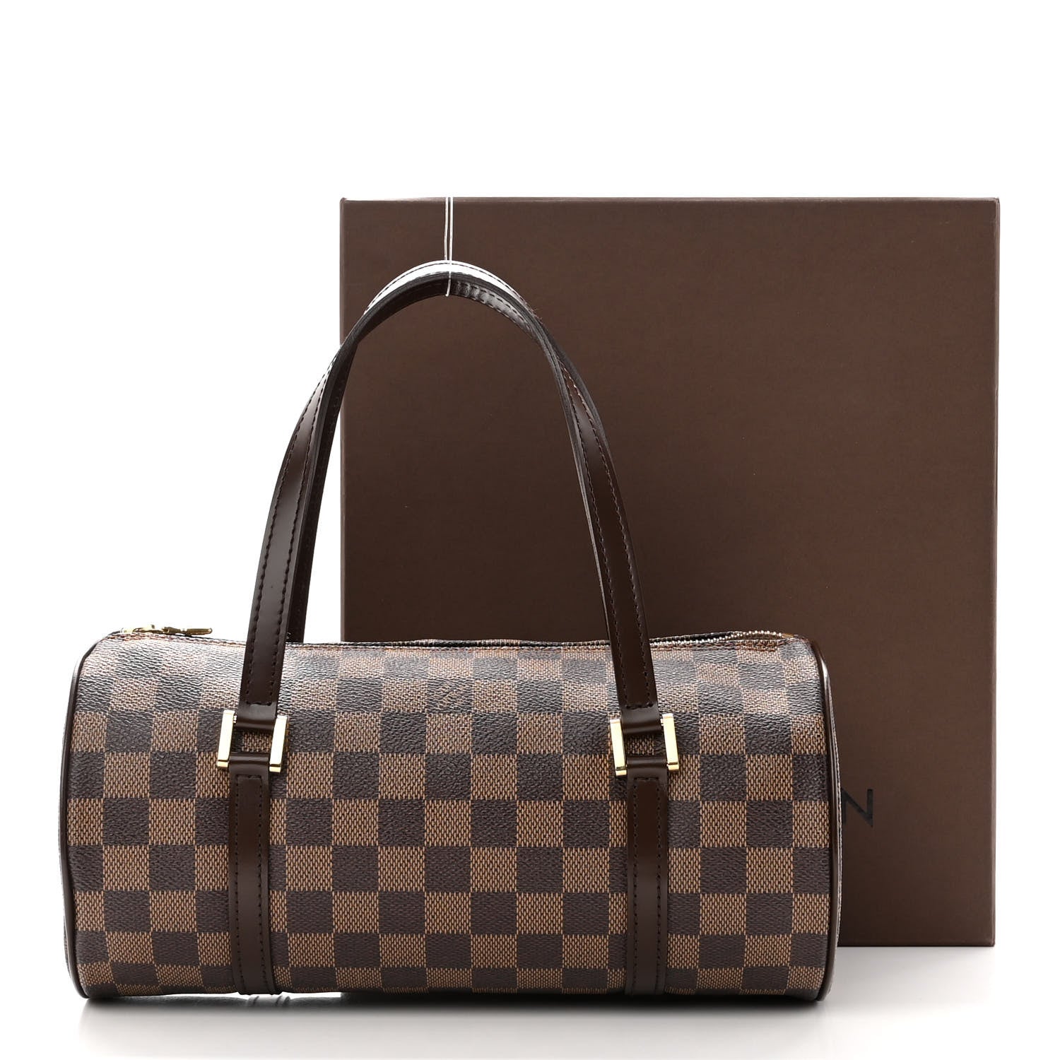 LOUIS VUITTON Papillon 26 Damier Ebene Satchel Bag Brown