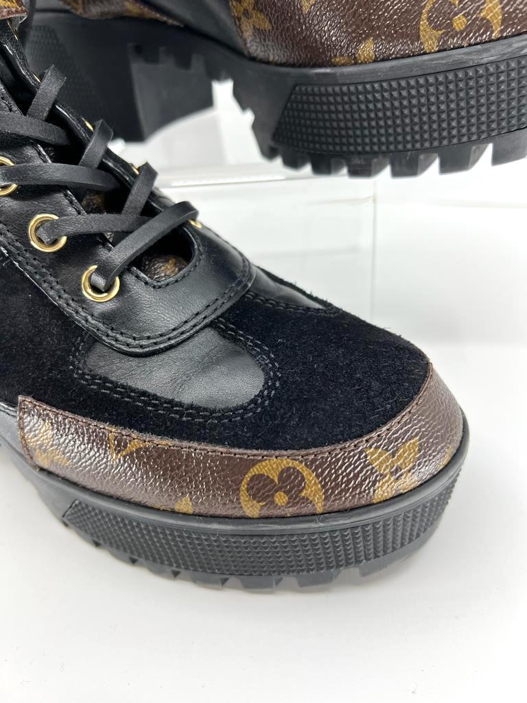 Louis Vuitton Womens Laureate Platform Desert Ankle Boots Black Brown -  Shop Linda's Stuff
