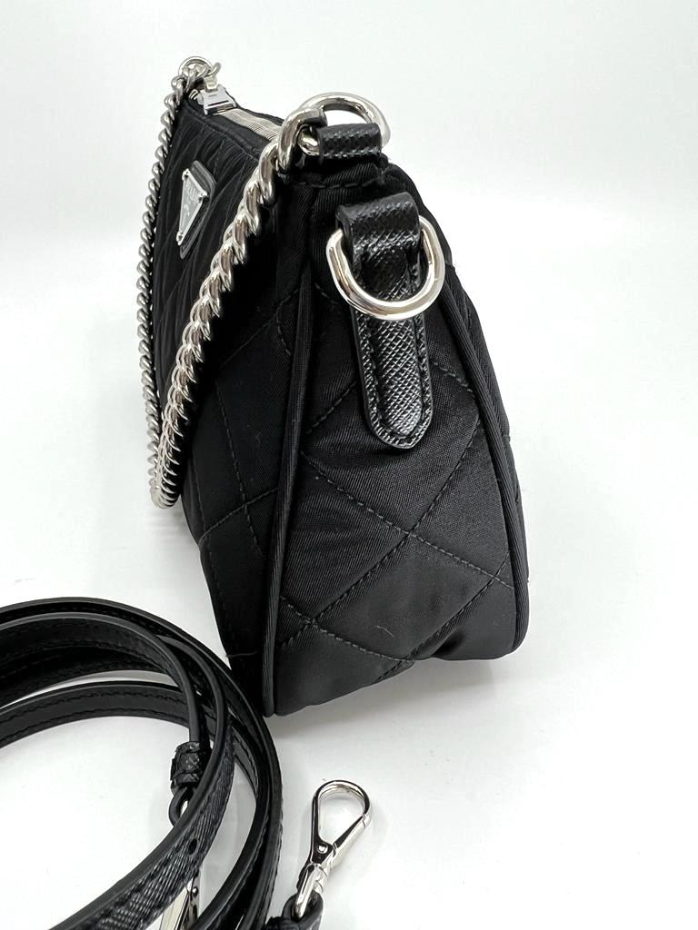 PRADA Nylon Tessuto Impuntu Quilted Crossbody Bag Black 1301897