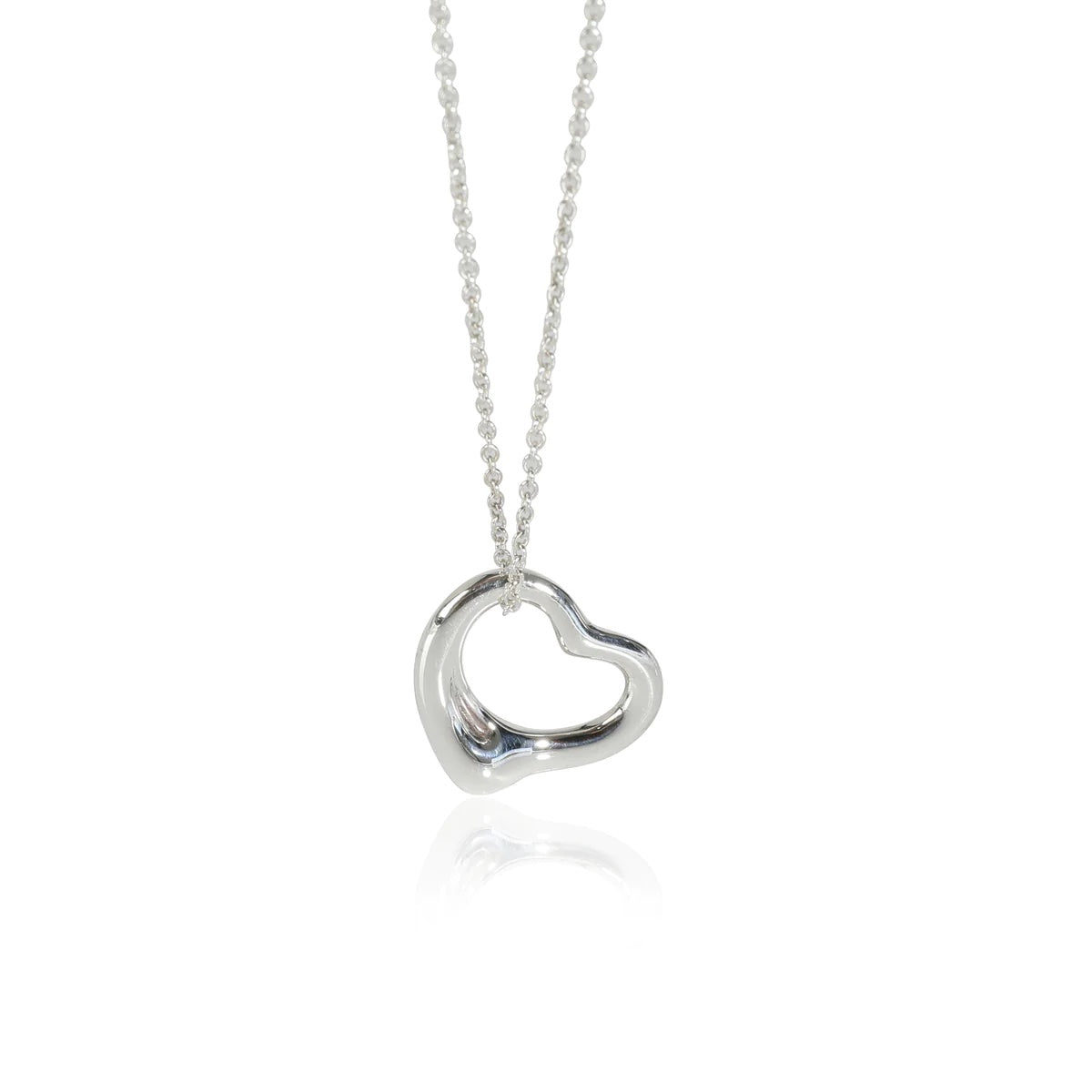 Tiffany & Co. Elsa Peretti Sterling Silver Open Heart Pendant Silk Necklace  | eBay
