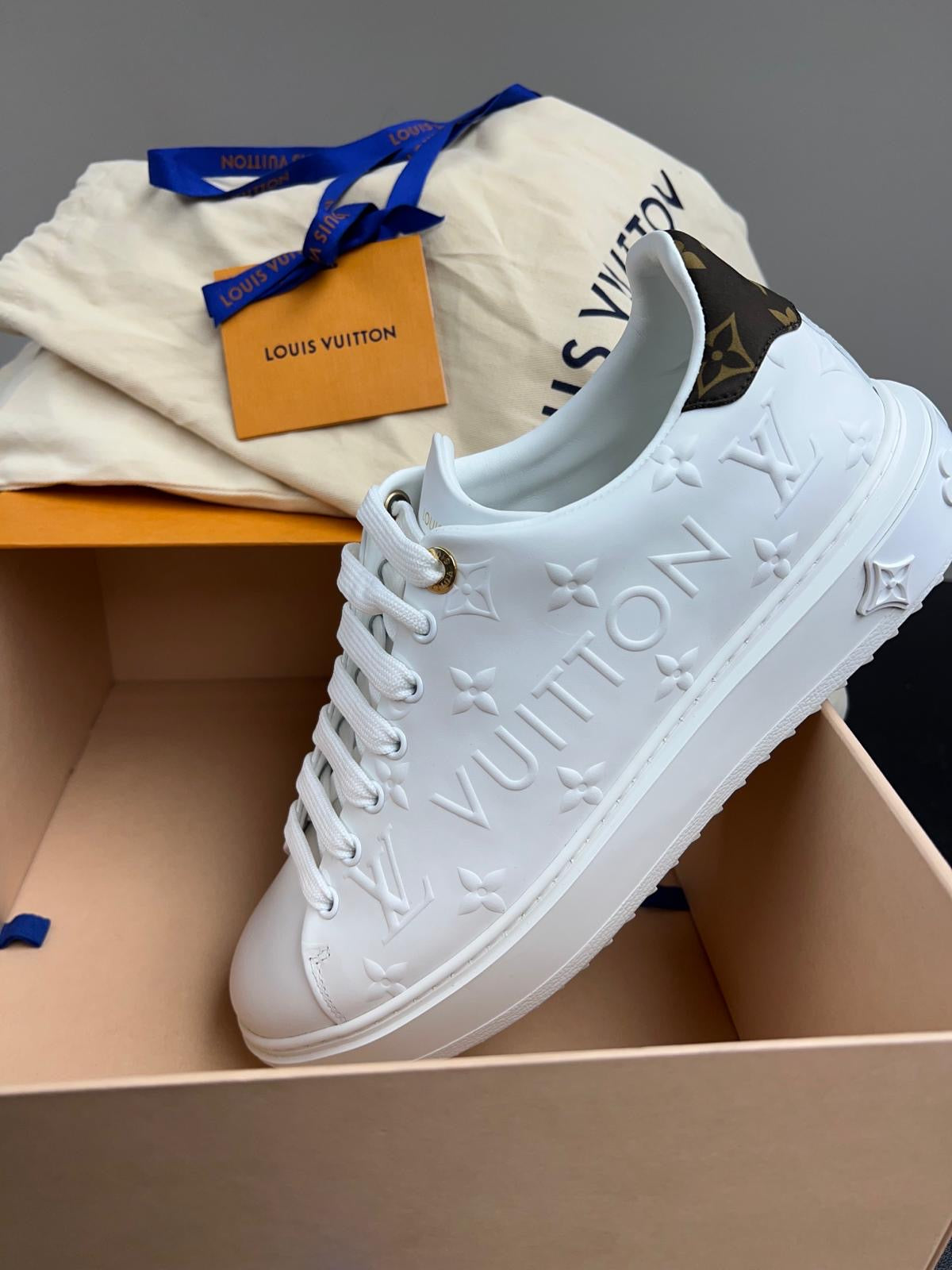 Louis Vuitton Time Out Debossed LV Monogram Leather Sneakers