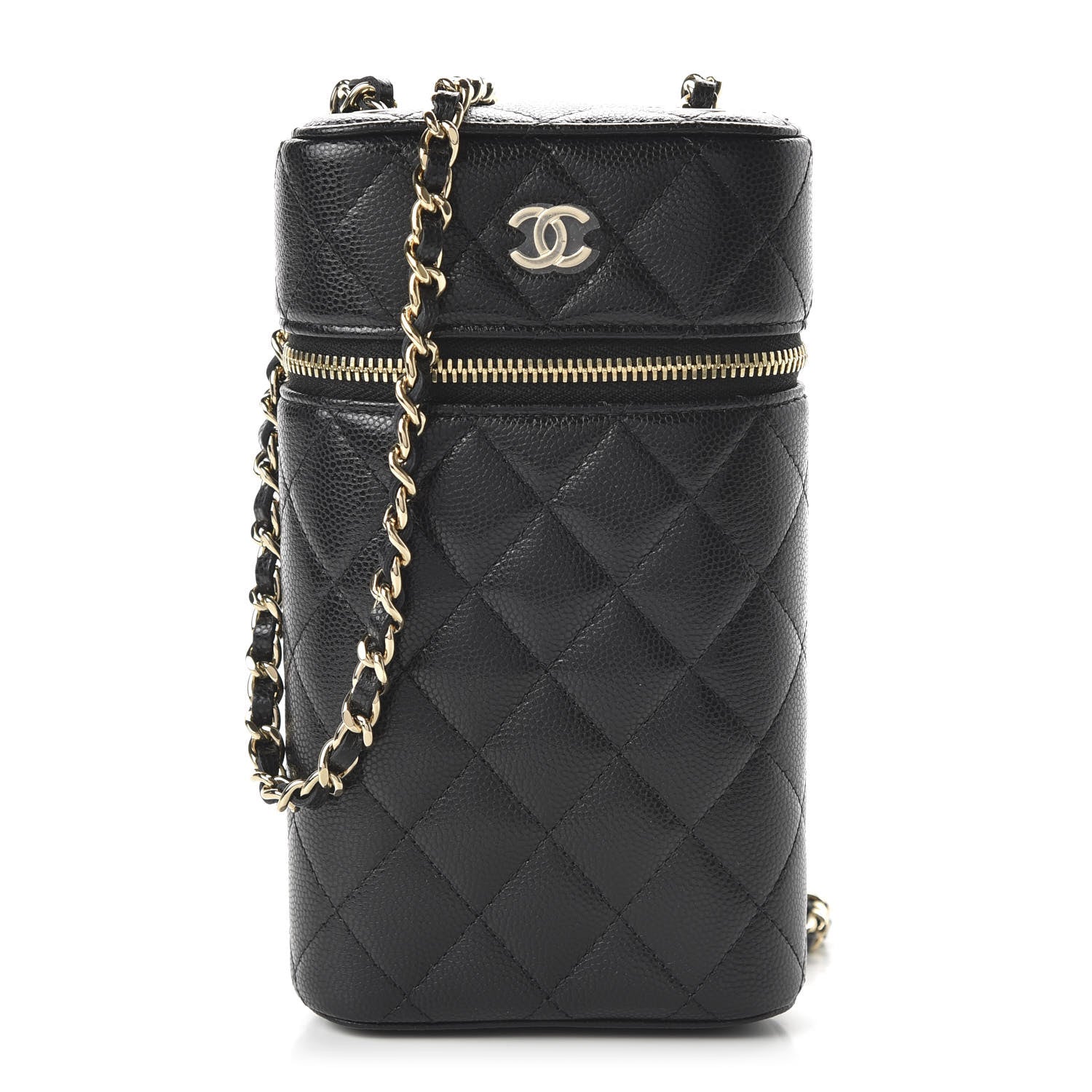 CHANEL CLASSIC CAVIAR QUILTED VANITY PHONE HOLDER WITH CHAIN – The