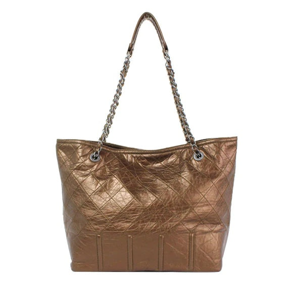 Chanel Metallic Aged Calfskin Quilted Reissue Tall Tote Bronze 