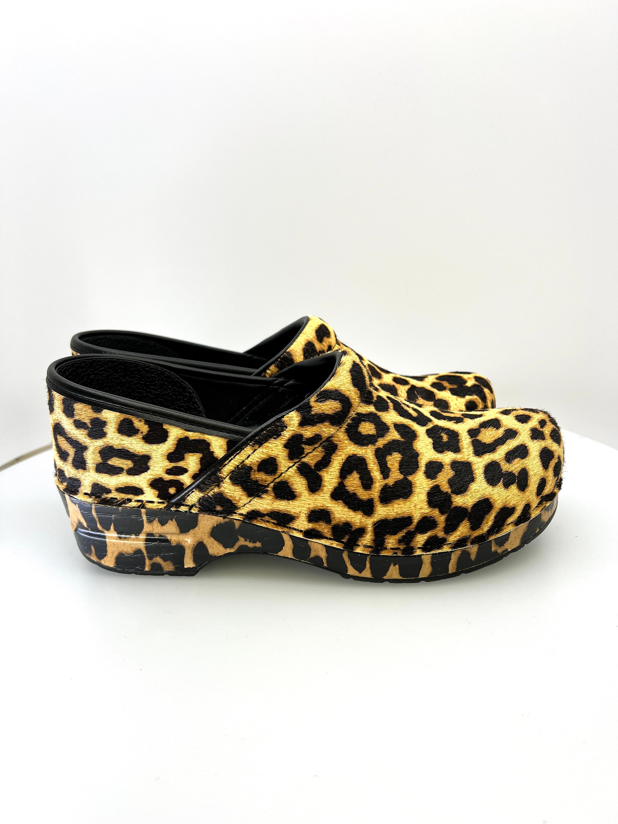 DANSKO PROFESSIONAL CLOG LEOPARD PRINT HAIR CALF CLOGS The Lavish Loft