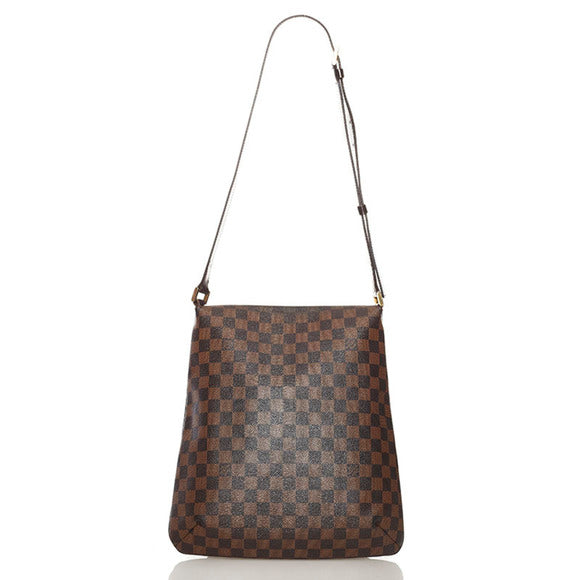 Musette Salsa Damier Crossbody bag in Coated Canvas, Gold Hardware