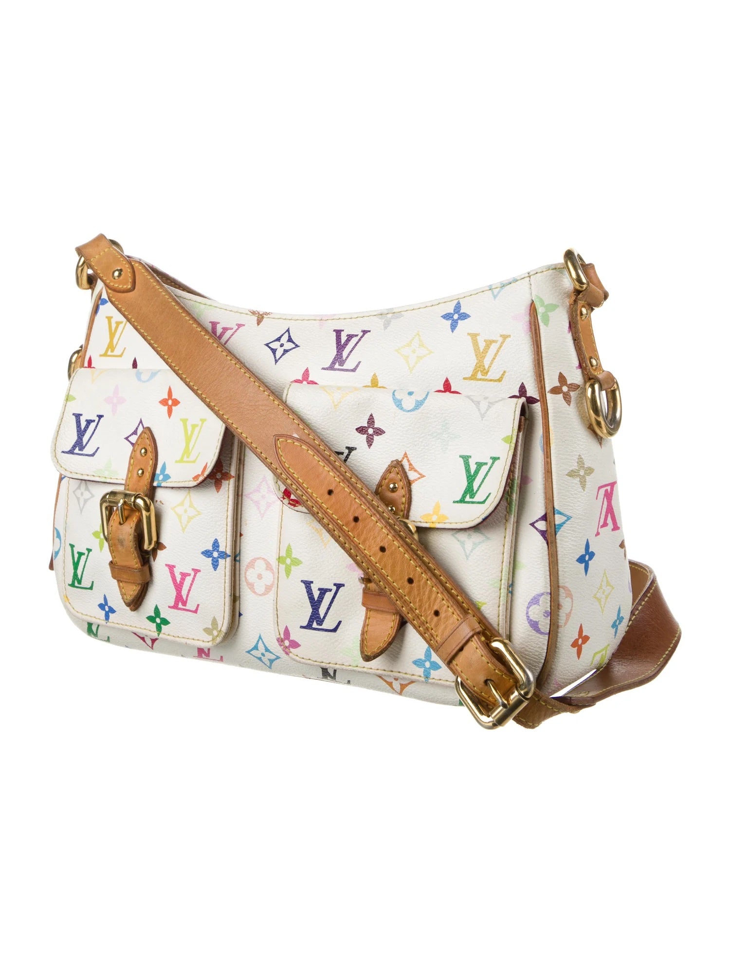 LOUIS VUITTON Ltd Edtn GM Lodge Murakami White Multi-color Monogram Handbag  Bag