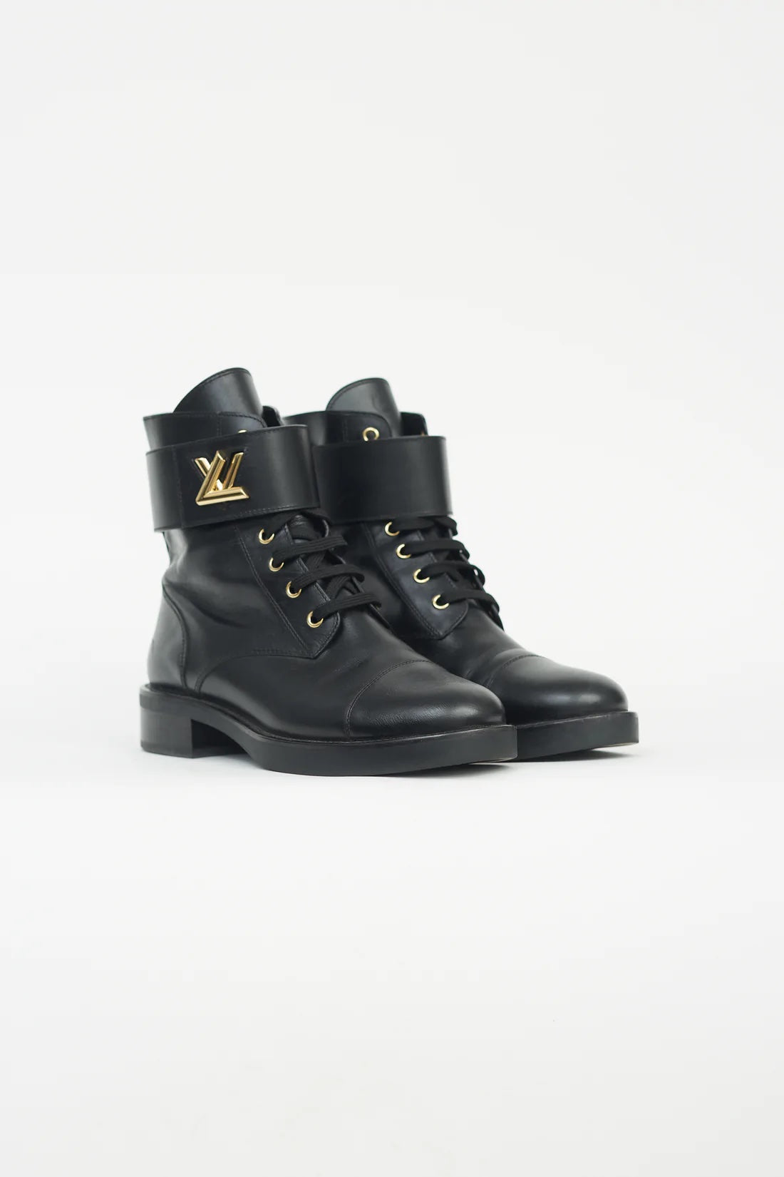 Pre-Loved Louis Vuitton Women's Black Leather Wonderland Flat Ranger Boots