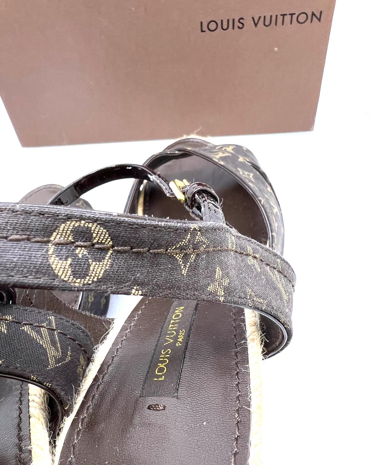 Louise Vuitton Monogram Idylle Canvas Majorca Espadrille Wedge Sandals Size  40.5 Louis Vuitton