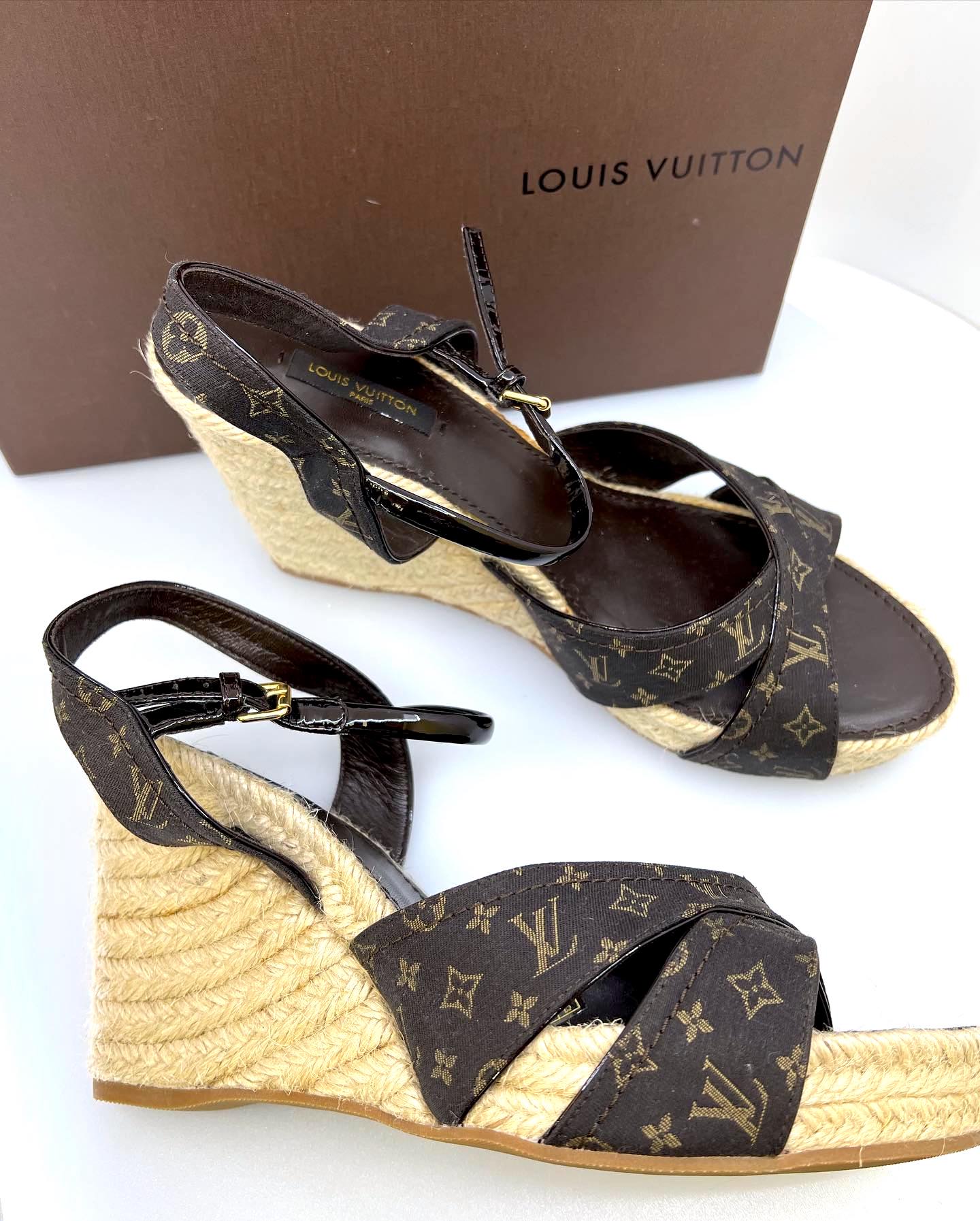 Louis Vuitton Medallion Espadrille Wedge Platform Sandals