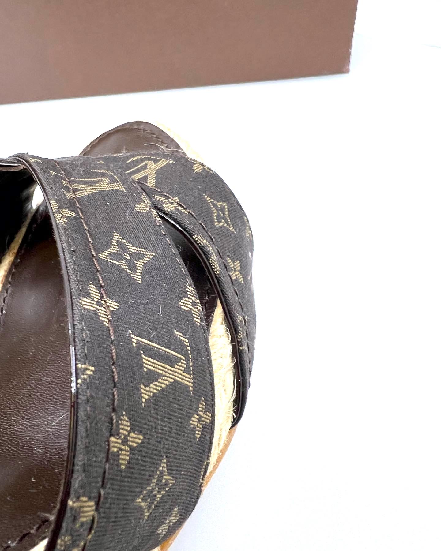 Louis Vuitton Brown Monogram Canvas And Gold Leather Espadrille