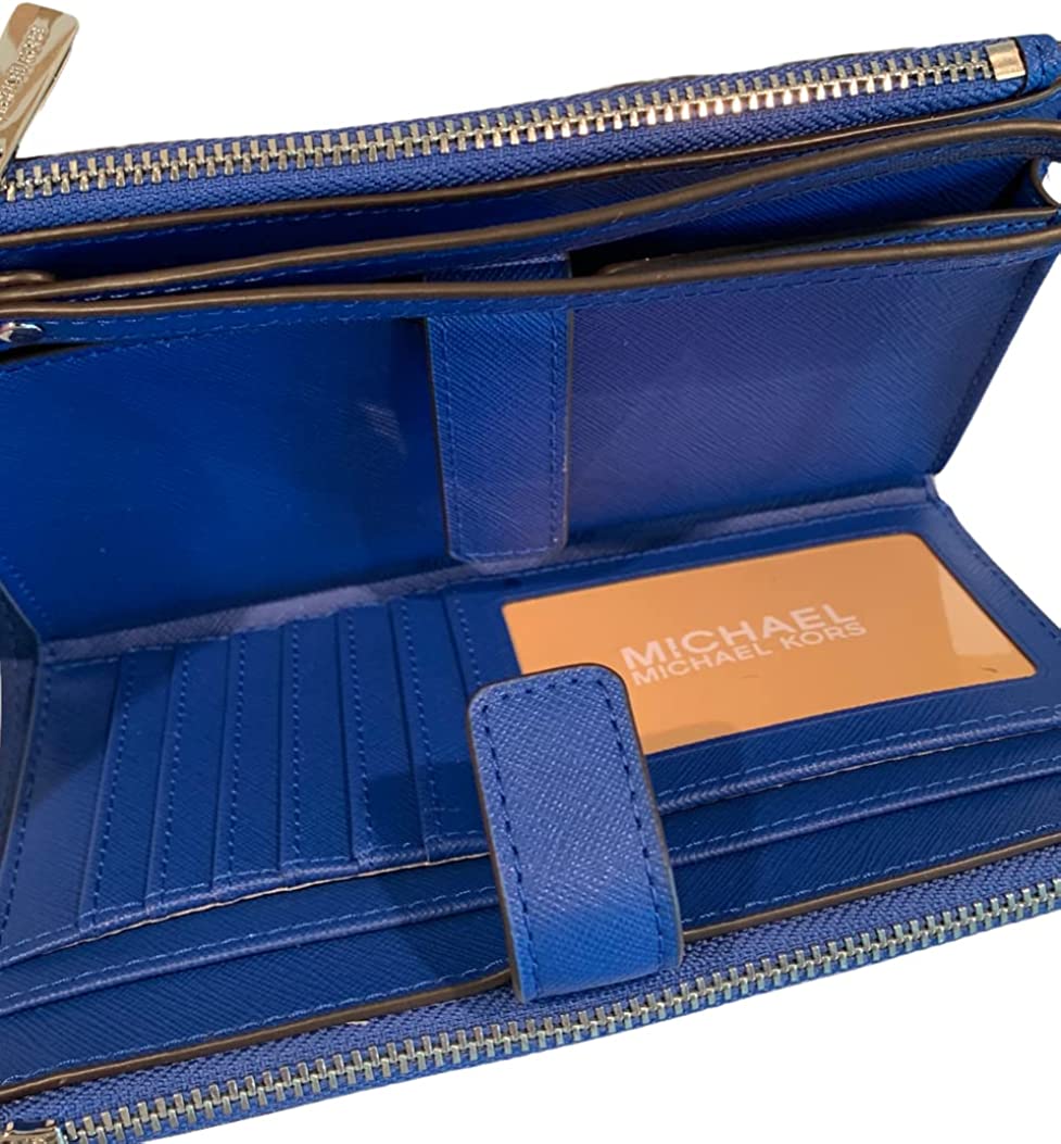 Michael Kors Jet Set Travel Large Continental Wallet Wristlet Zip Around  (Indigo Blue)