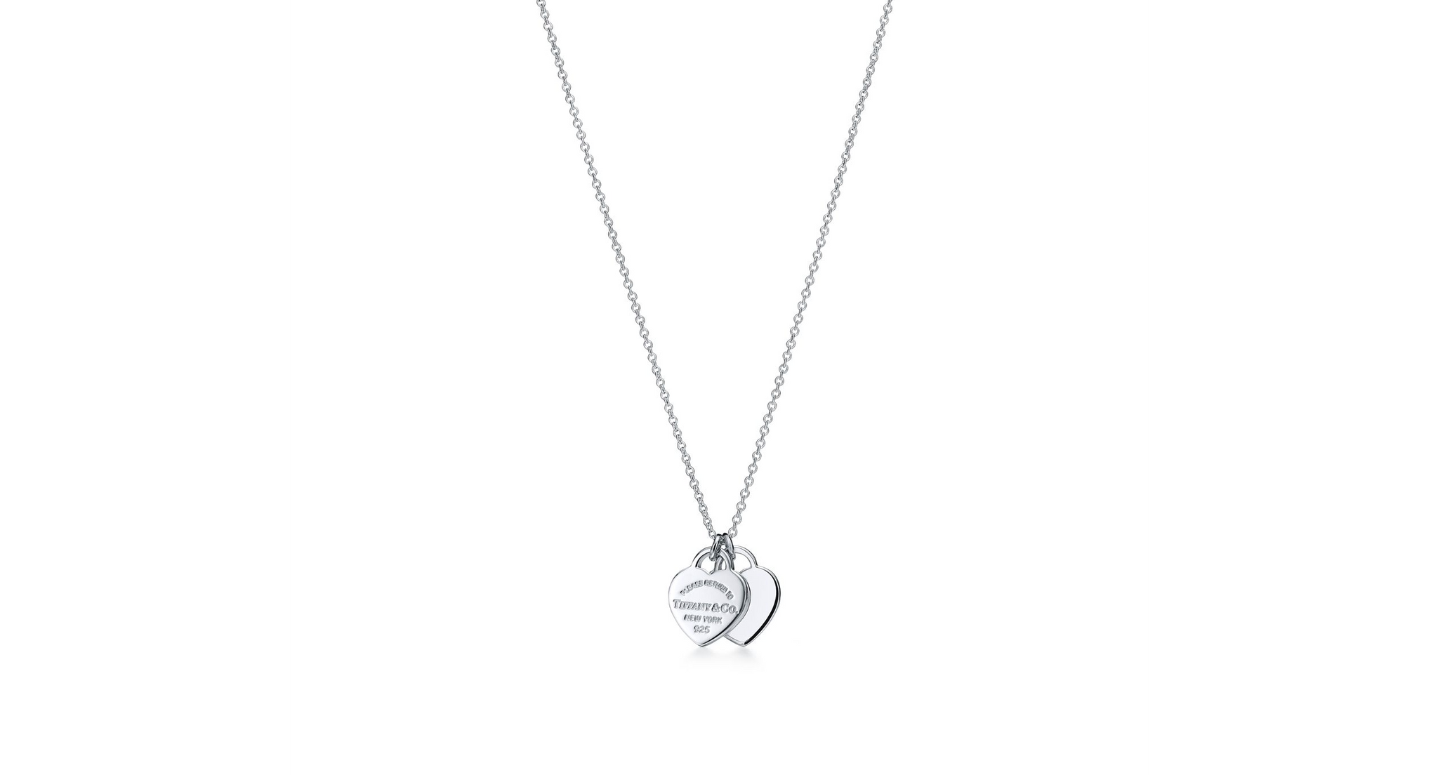 TIFFANY CO SILVER DOUBLE HEART TAG NECKLACE The Lavish Loft